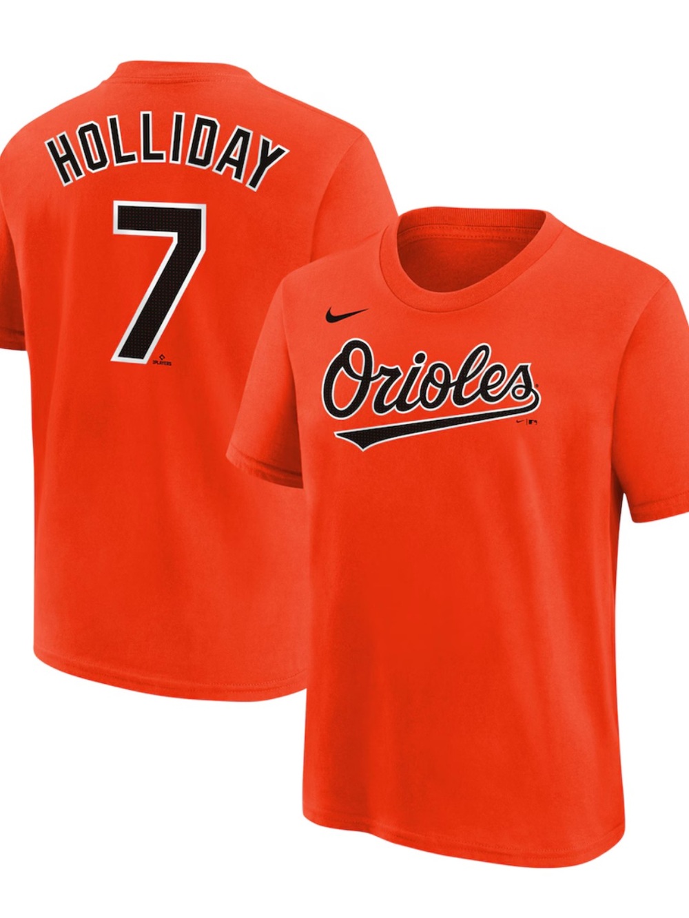 Nike Men's Jackson Holliday Orange Baltimore Orioles Fuse Name Number T Small